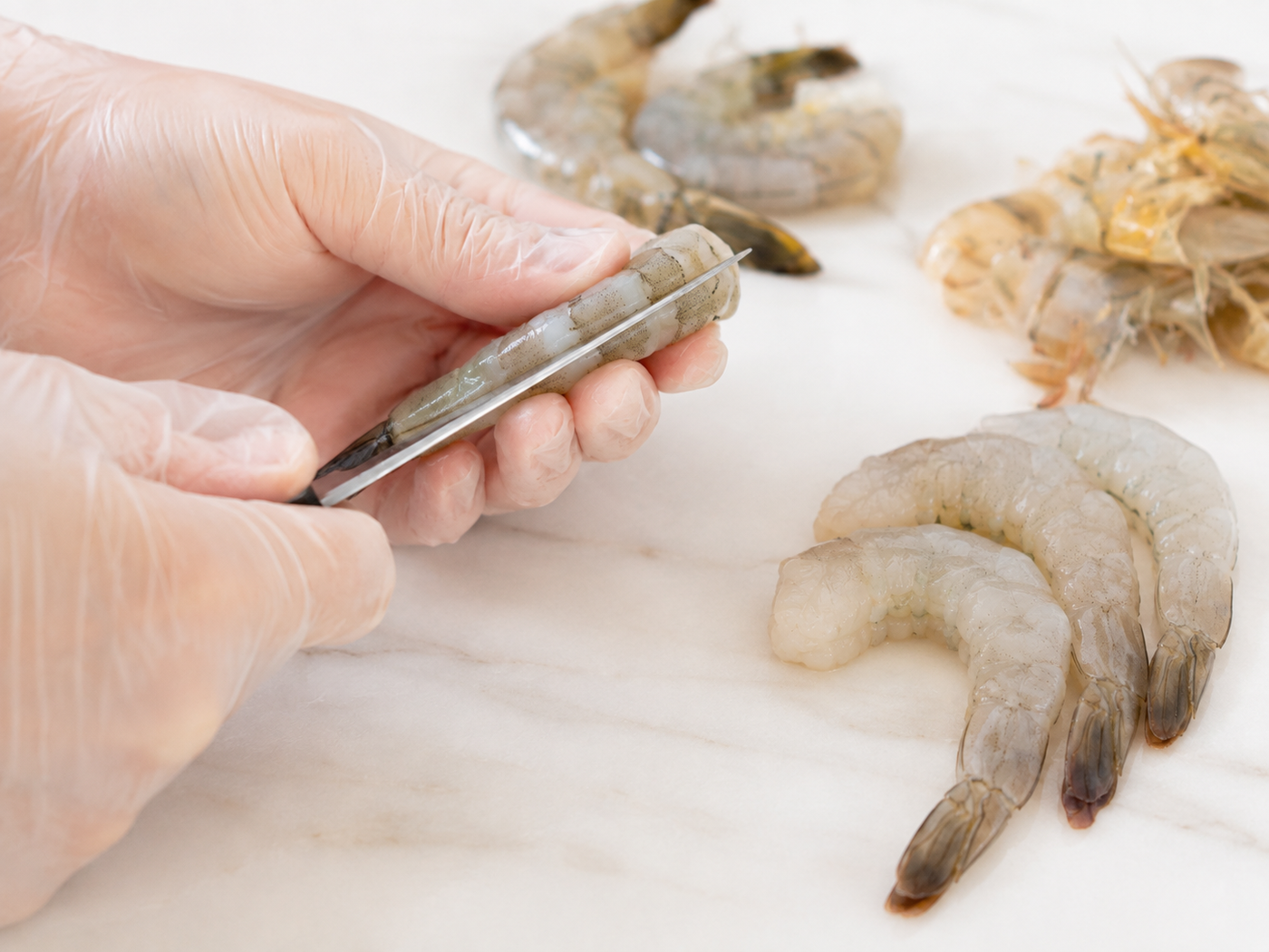 SHAMI prawns prepared using the cut and devein service